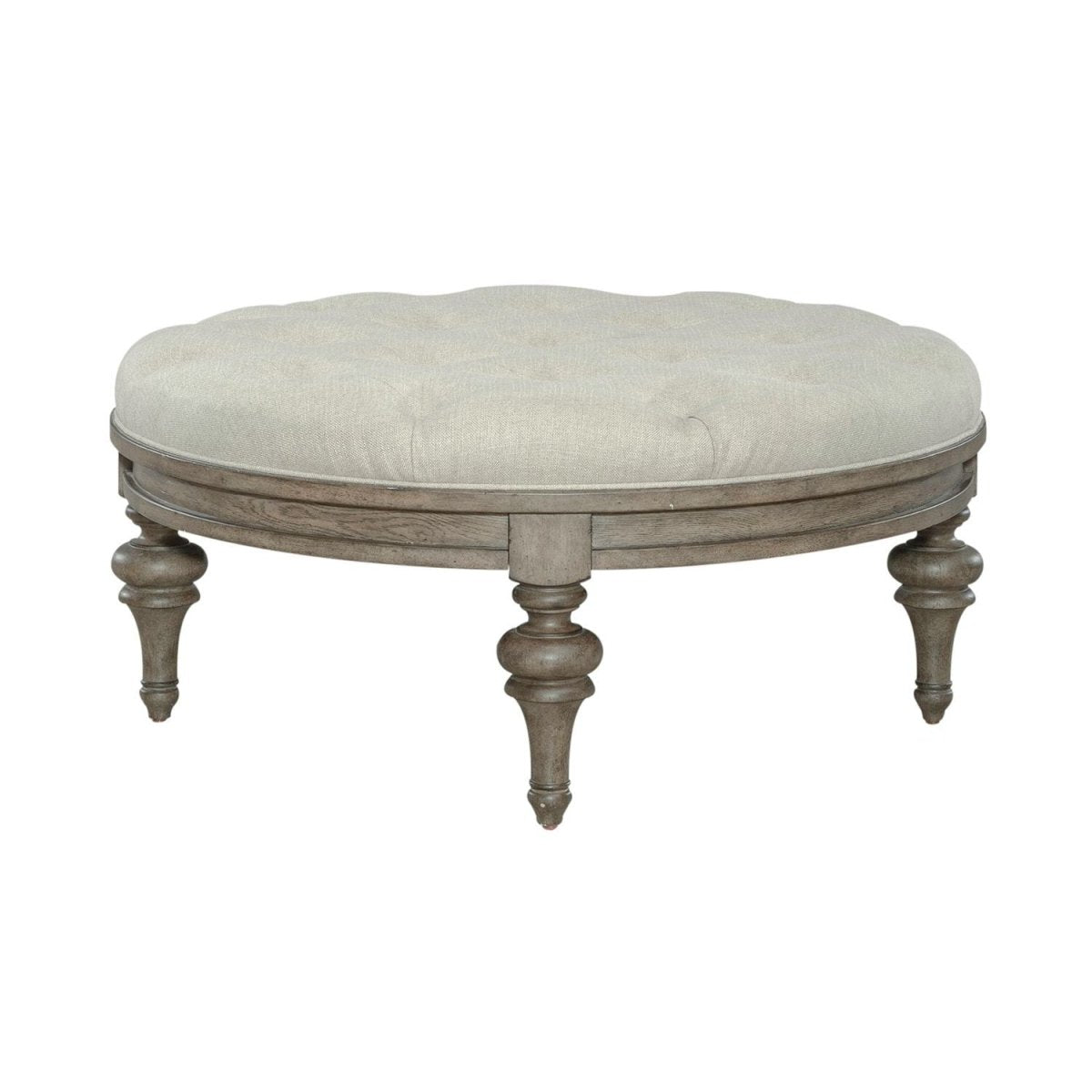 Americana Farmhouse - Round Cocktail Ottoman - Light Brown