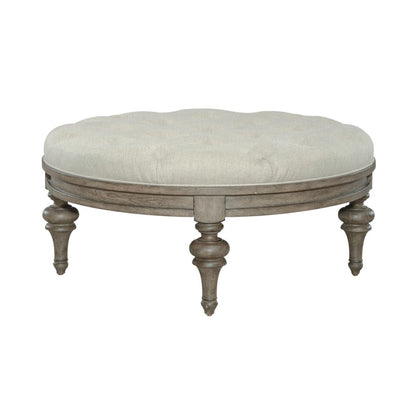 Americana Farmhouse - Round Cocktail Ottoman - Light Brown