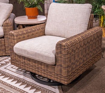 Dolan Creek - Gray / Brown - Swivel Lounge With Cushion Swivel Chairs by Signature Design by Ashley® - Walls Furniture & Mattress