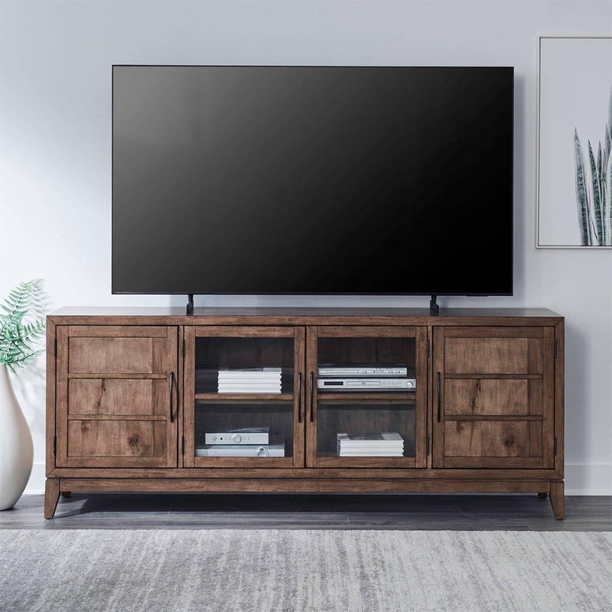 Shaker Lakes - 82" TV Console - Harvest Brown TV Stands by Liberty Furniture - Walls Furniture & Mattress