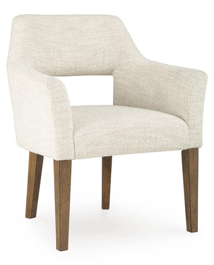 Marxmore - Dining Upholstered Arm Chair (Set of 2) - Beige / Brown Chair Sets by Benchcraft® - Walls Furniture & Mattress