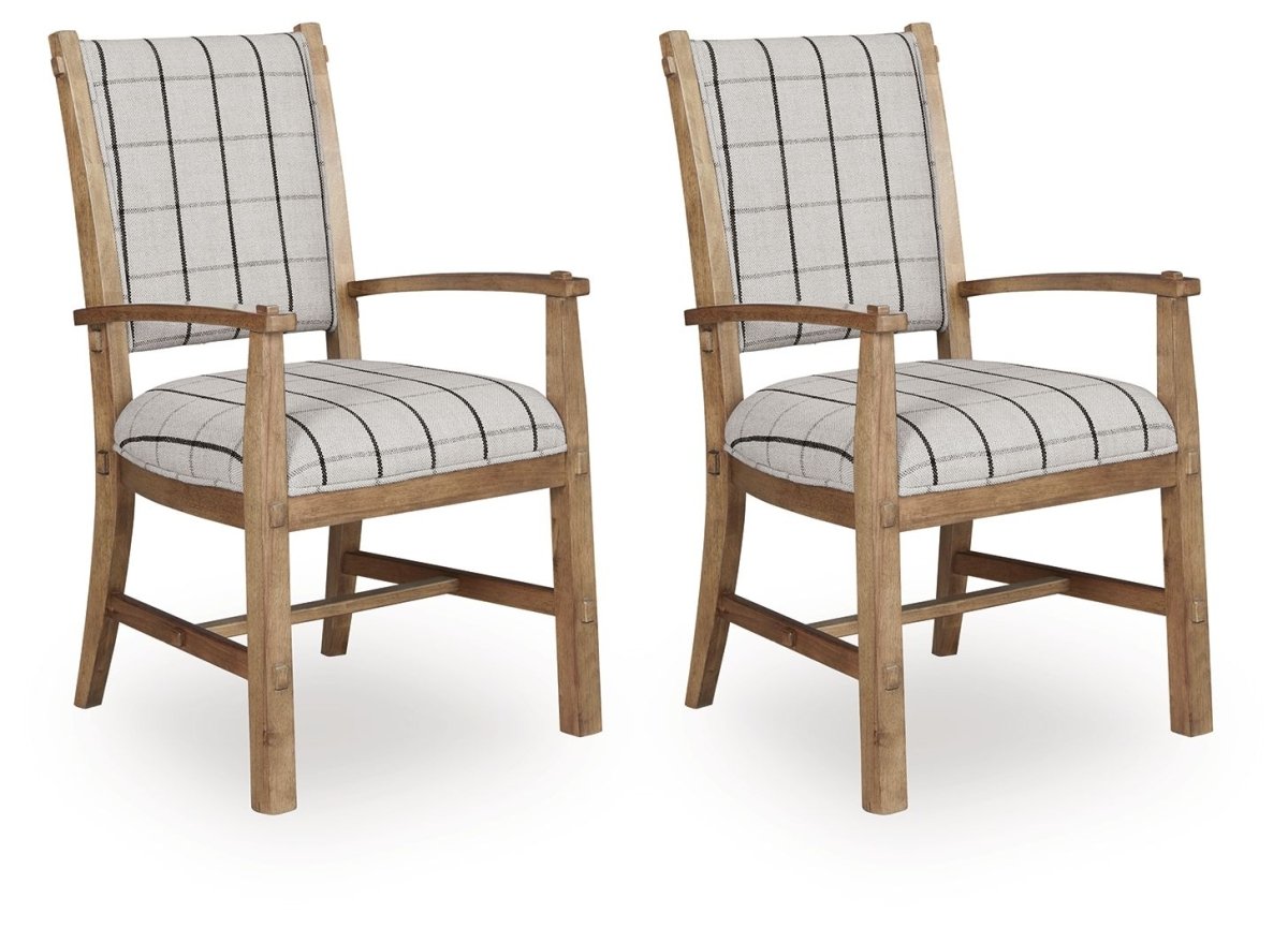 Ridgester - Dining Upholstered Arm Chair (Set of 2) - Light Brown Chair Sets by Benchcraft® - Walls Furniture & Mattress
