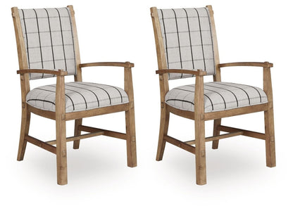 Ridgester - Dining Upholstered Arm Chair (Set of 2) - Light Brown Chair Sets by Benchcraft® - Walls Furniture & Mattress