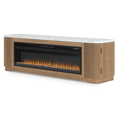 Camdill - 80" TV Stand With Electric Fireplace - Light Brown Fireplace TV Stands by Signature Design by Ashley® - Walls Furniture & Mattress