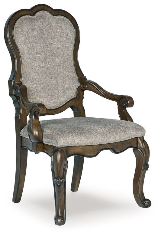 Maylee - Dining Upholstered Arm Chair (Set of 2) - Dark Brown Chair Sets by Signature Design by Ashley® - Walls Furniture & Mattress