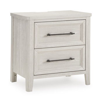 Darbonton - Two Drawer Night Stand - Dove White Nightstands w/ Charging Stations by Signature Design by Ashley® - Walls Furniture & Mattress