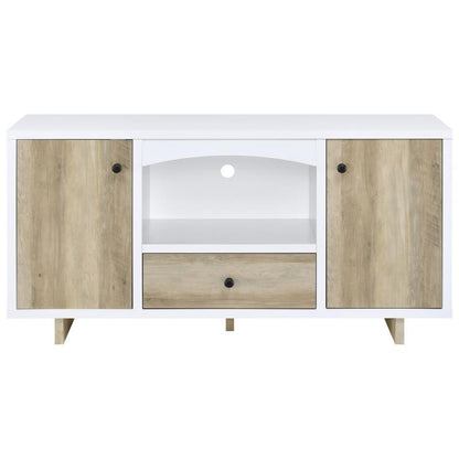 Dalton - 2 Door Storage Credenza - White And Distressed Pine Credenzas by CoasterEveryday - Walls Furniture & Mattress