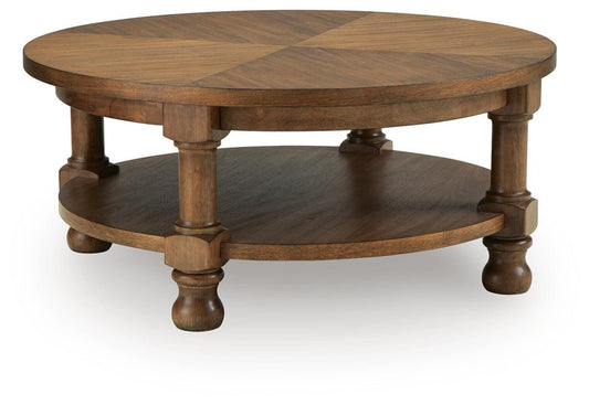 Chadworth - Round Cocktail Table - Medium Brown Coffee Tables by Signature Design by Ashley® - Walls Furniture & Mattress