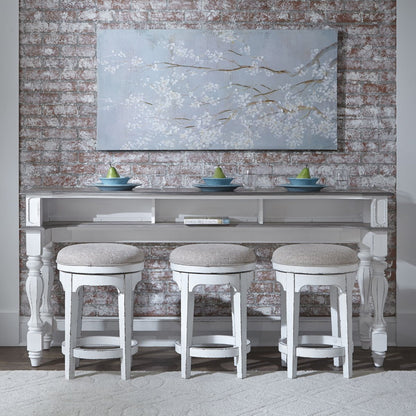 Magnolia Manor - 4 Piece Console Set (1 Console 3 Stools) - White