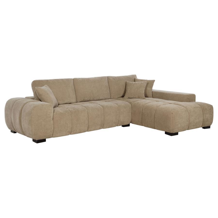 Octavia - Upholstered Sectional Chaise Sofa Stationary Sectionals by Coaster Fine Furniture - Walls Furniture & Mattress