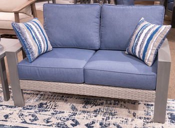 Half Moon Beach - Blue / Gray - Loveseat With Cushion Loveseats by Signature Design by Ashley® - Walls Furniture & Mattress