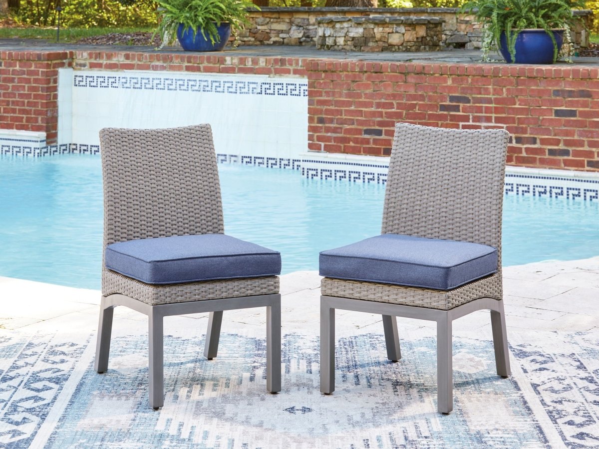 Half Moon Beach - Side Chair With Cushion (Set of 2) - Blue / Gray Chair Sets by Signature Design by Ashley® - Walls Furniture & Mattress