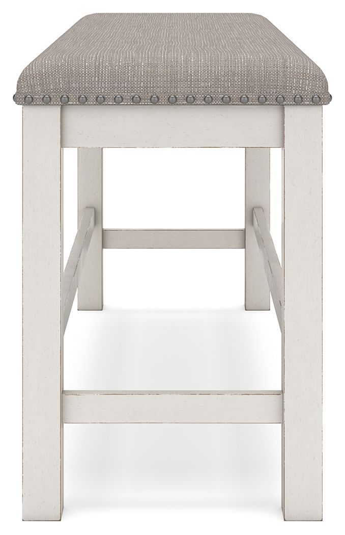 Robbinsdale - Dbl Counter Height Upholstered Dining Bench - Antique White Counter Benches by Signature Design by Ashley® - Walls Furniture & Mattress