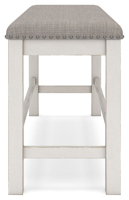 Robbinsdale - Dbl Counter Height Upholstered Dining Bench - Antique White Counter Benches by Signature Design by Ashley® - Walls Furniture & Mattress