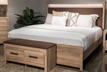 Kinlanni - Tan / Brown - Queen Upholstered Panel Headboard Panel Headboards by Signature Design by Ashley® - Walls Furniture & Mattress