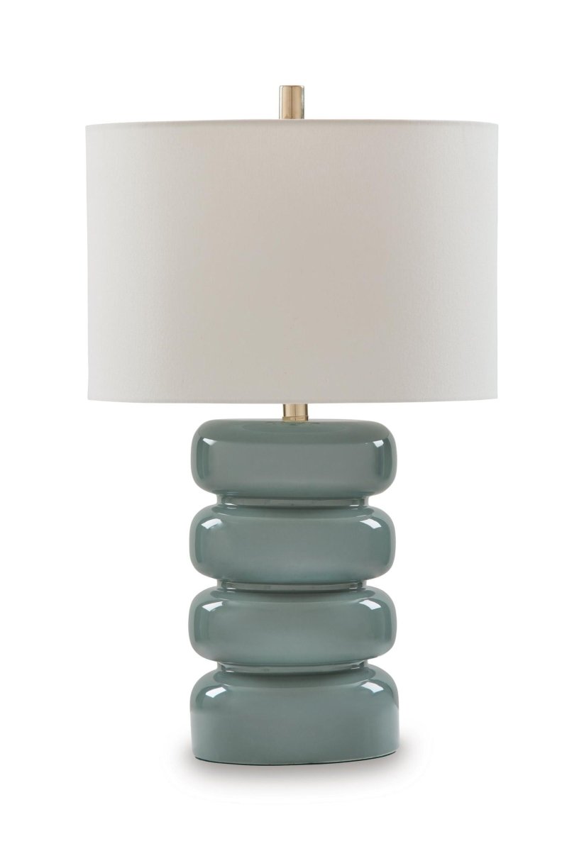 Clayard - Ceramic Table Lamp - Gray Blue Table Lamps by Signature Design by Ashley® - Walls Furniture & Mattress