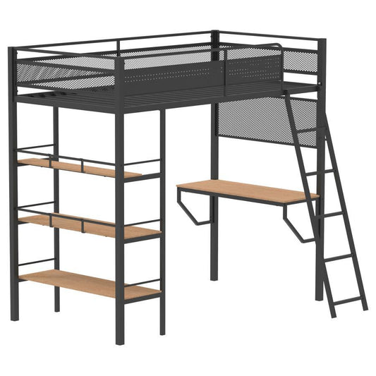Campus - 3 - Shelf Metal Twin Workstation Loft Bed Loft Beds by Coaster Fine Furniture - Walls Furniture & Mattress