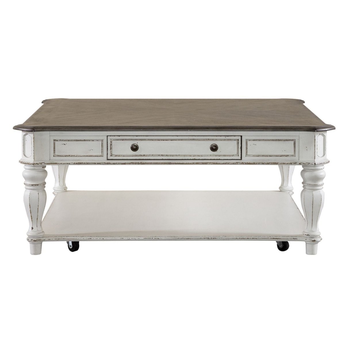Magnolia Manor - Oversized Square Cocktail Table - White Cocktail Tables by Liberty Furniture - Walls Furniture & Mattress