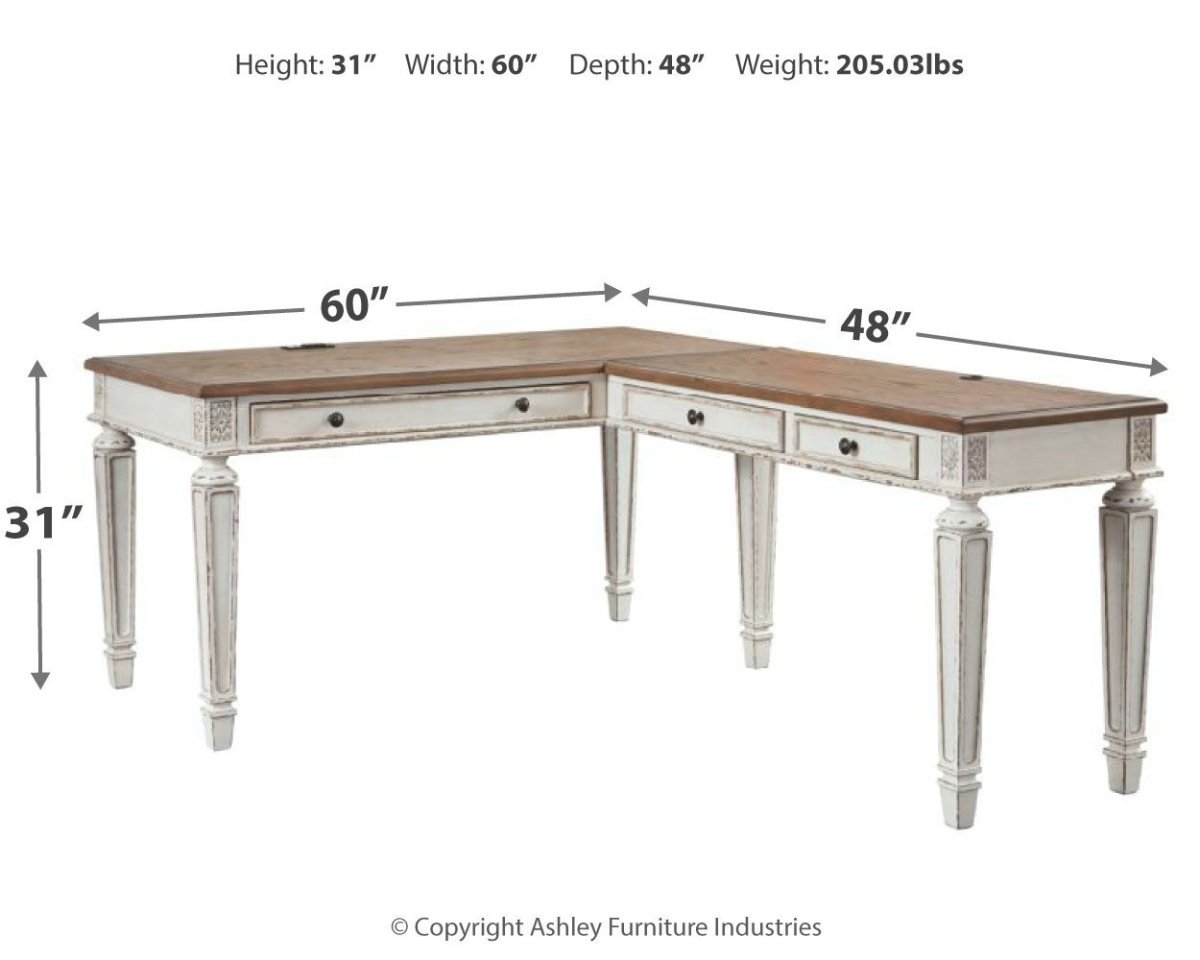 Realyn - Home Office L Shaped Desk - White / Brown Computer Desks by Signature Design by Ashley® - Walls Furniture & Mattress