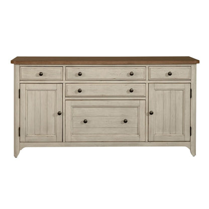Farmhouse Reimagined - Door Credenza - Antique White / Chestnut Tops Credenzas by Liberty Furniture - Walls Furniture & Mattress