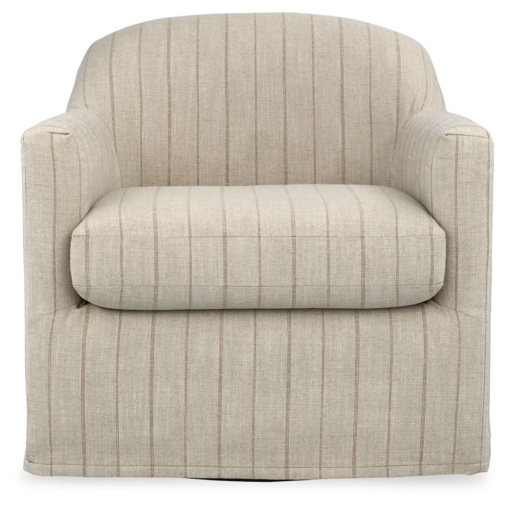 Valwick - Swivel Accent Chair - Cream / Brown Swivel Chairs by Signature Design by Ashley® - Walls Furniture & Mattress