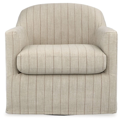 Valwick - Swivel Accent Chair - Cream / Brown Swivel Chairs by Signature Design by Ashley® - Walls Furniture & Mattress