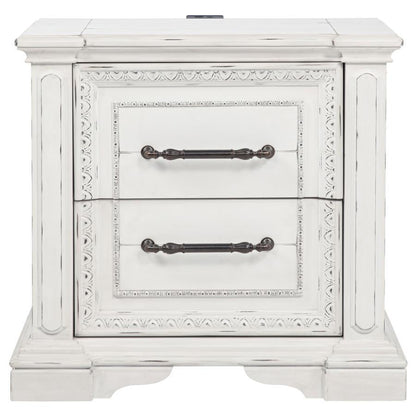 Mckinney - 2 - Drawer Nightstand With Dual USB - Vintage White Nightstands w/ Charging Stations by Coaster Fine Furniture - Walls Furniture & Mattress