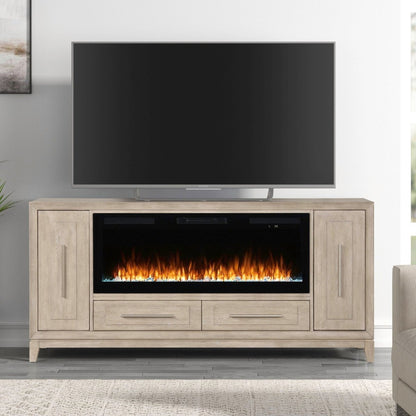 Fireplace TV Consoles - 80" Console With Fire FTS - Light Brown Fireplace TV Stands by Liberty Furniture - Walls Furniture & Mattress