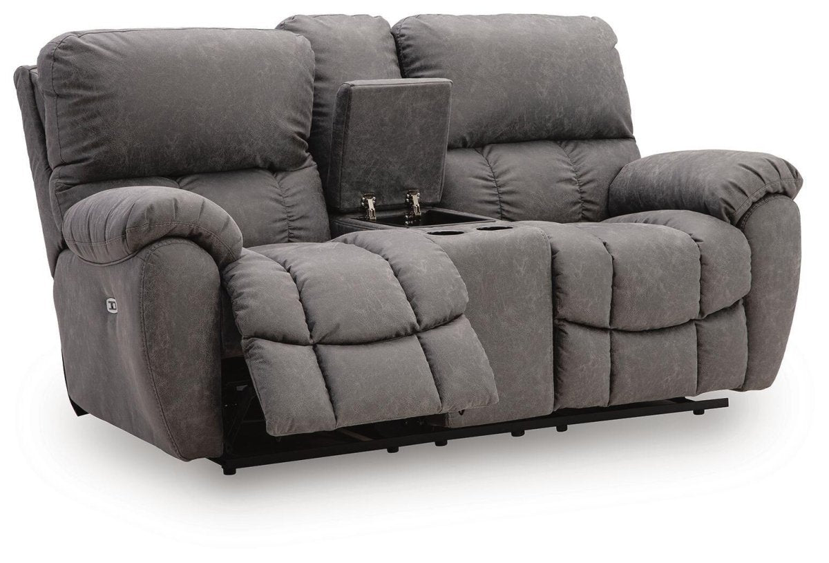 Bakerstein - Power Recline Loveseat/Console/Adjustable Headrest - Galaxy Reclining Loveseats by Signature Design by Ashley® - Walls Furniture & Mattress