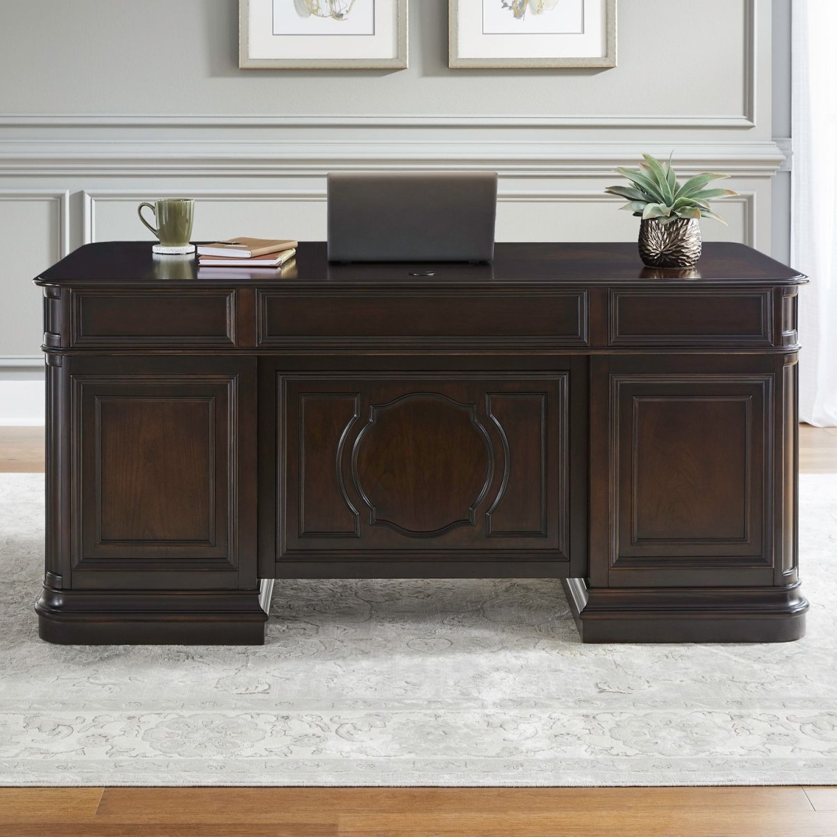 Brayton Manor - Jr Executive Desk - Cognac Executive Desks by Liberty Furniture - Walls Furniture & Mattress
