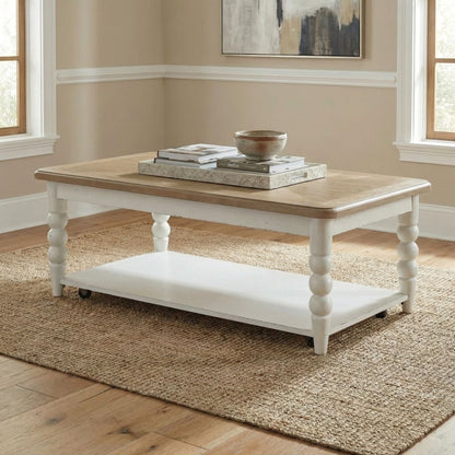 Turnberry Park - Rectangular Cocktail Table - Washed White Cocktail Tables by Liberty Furniture - Walls Furniture & Mattress