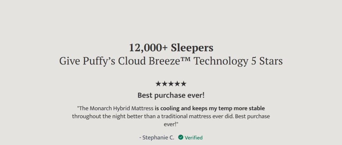 Puffy Monarch Queen Mattress Hybrid Hybrid Mattresses by Puffy - Walls Furniture & Mattress