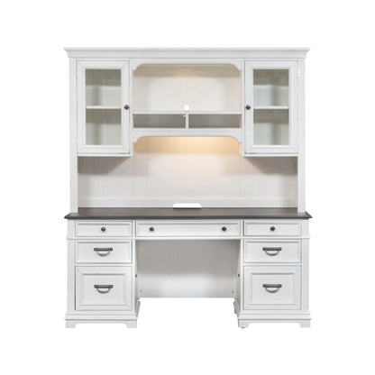 Allyson Park - Credenza & Hutch - Wirebrushed White / Charcoal Credenzas & Hutches by Liberty Furniture - Walls Furniture & Mattress