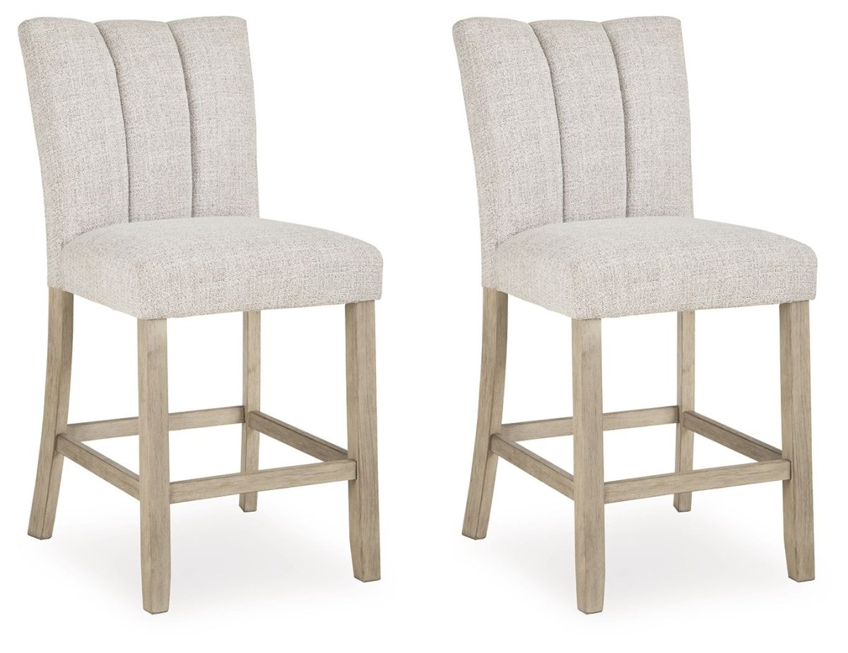 Larawyn - Upholstered Barstool (Set of 2) - Bisque Stool Sets by Signature Design by Ashley® - Walls Furniture & Mattress