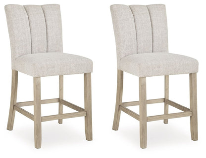 Larawyn - Upholstered Barstool (Set of 2) - Bisque Stool Sets by Signature Design by Ashley® - Walls Furniture & Mattress