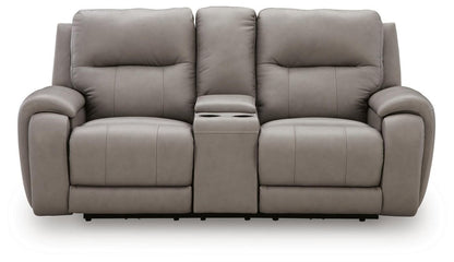 Real Moments - Power Reclining Loveseat With Audio Seating - Ash Reclining Loveseats by Signature Design by Ashley® - Walls Furniture & Mattress