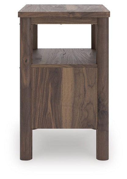 Pamytta - Brown - One Drawer Night Stand Nightstands w/ Charging Stations by Signature Design by Ashley® - Walls Furniture & Mattress