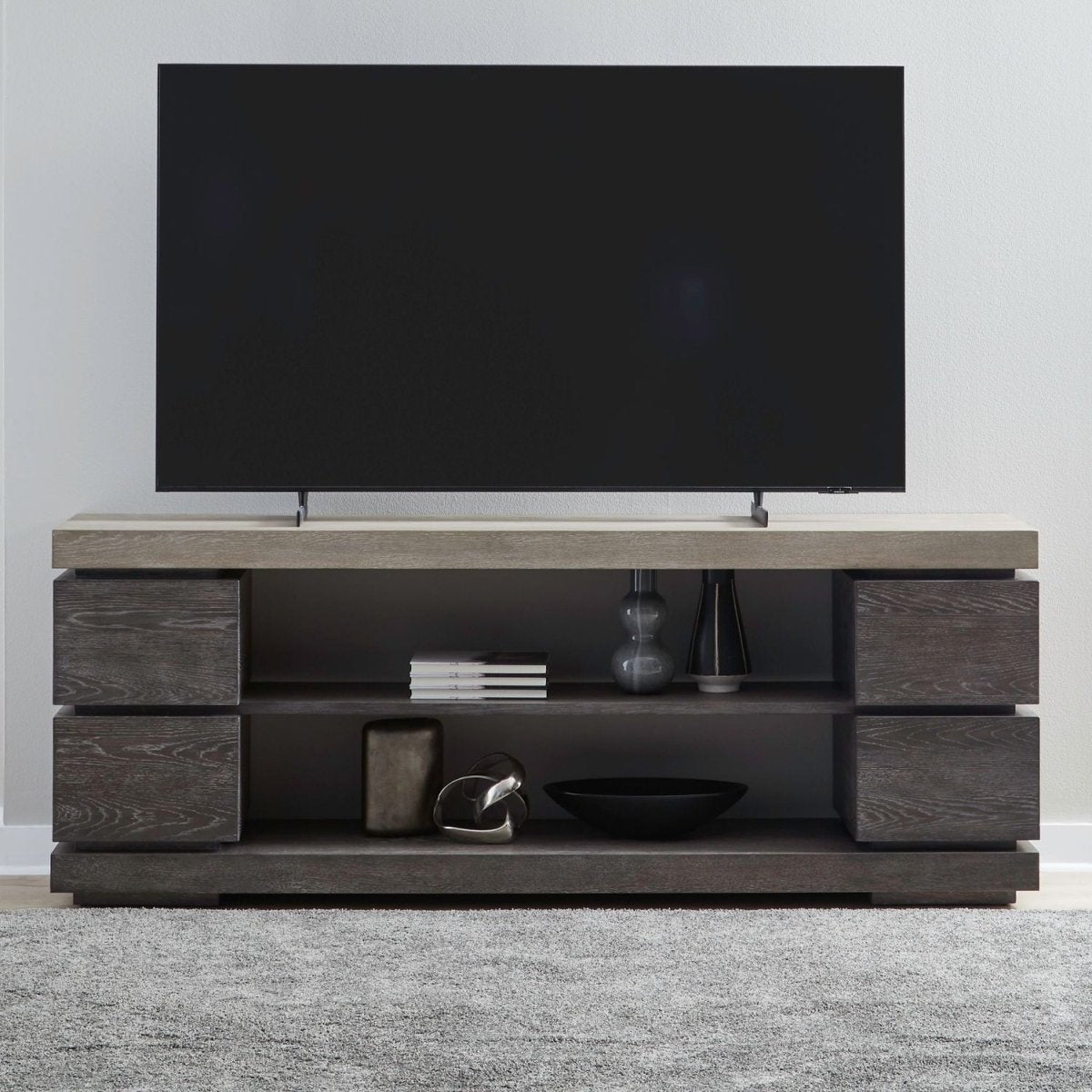 Piedmont - 84'' TV Console - Charcoal / Ash TV Stands by Liberty Furniture - Walls Furniture & Mattress