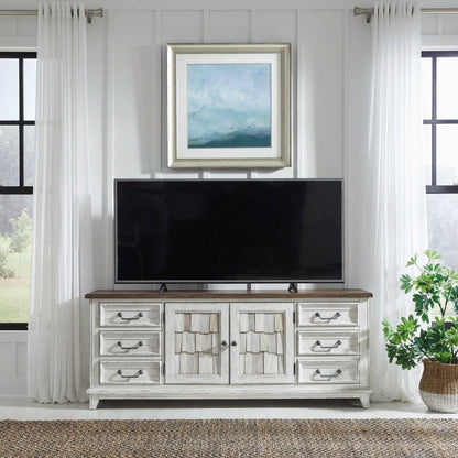 River Place - 75" Entertainment Console - White TV Stands by Liberty Furniture - Walls Furniture & Mattress