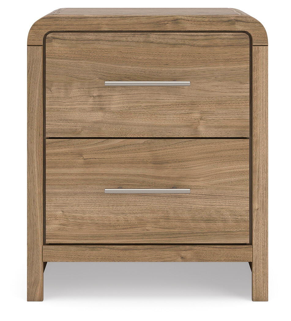Gramburg - Two Drawer Night Stand - Warm Natural Brown Nightstands w/ Charging Stations by Signature Design by Ashley® - Walls Furniture & Mattress