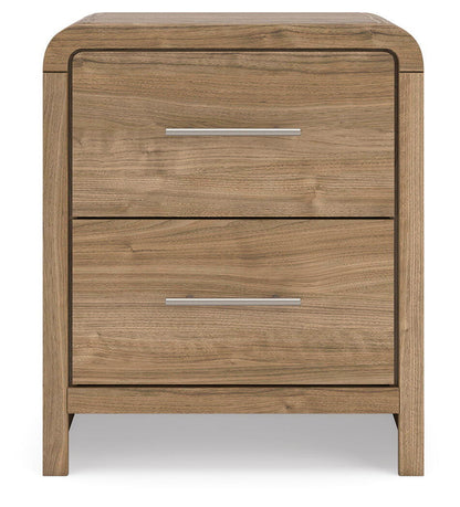 Gramburg - Two Drawer Night Stand - Warm Natural Brown Nightstands w/ Charging Stations by Signature Design by Ashley® - Walls Furniture & Mattress