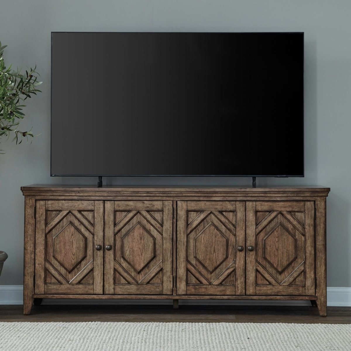 Carolina Park - 78" TV Console - Brown TV Stands by Liberty Furniture - Walls Furniture & Mattress