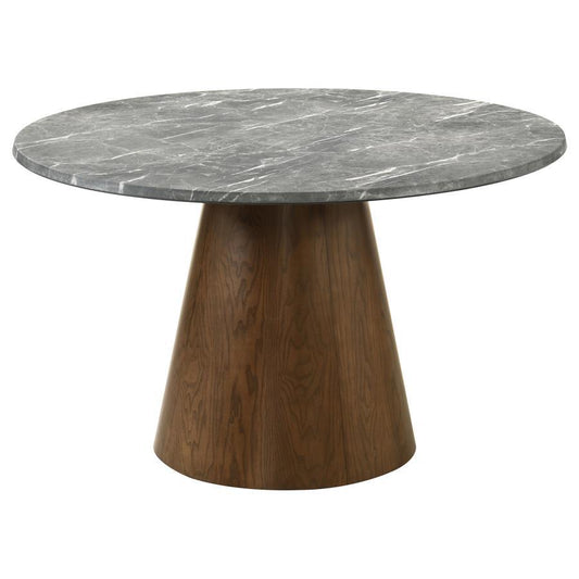 Franklin - 59" Round Dining Table - Gray And Dark Oak Dining Tables by Coaster Fine Furniture - Walls Furniture & Mattress