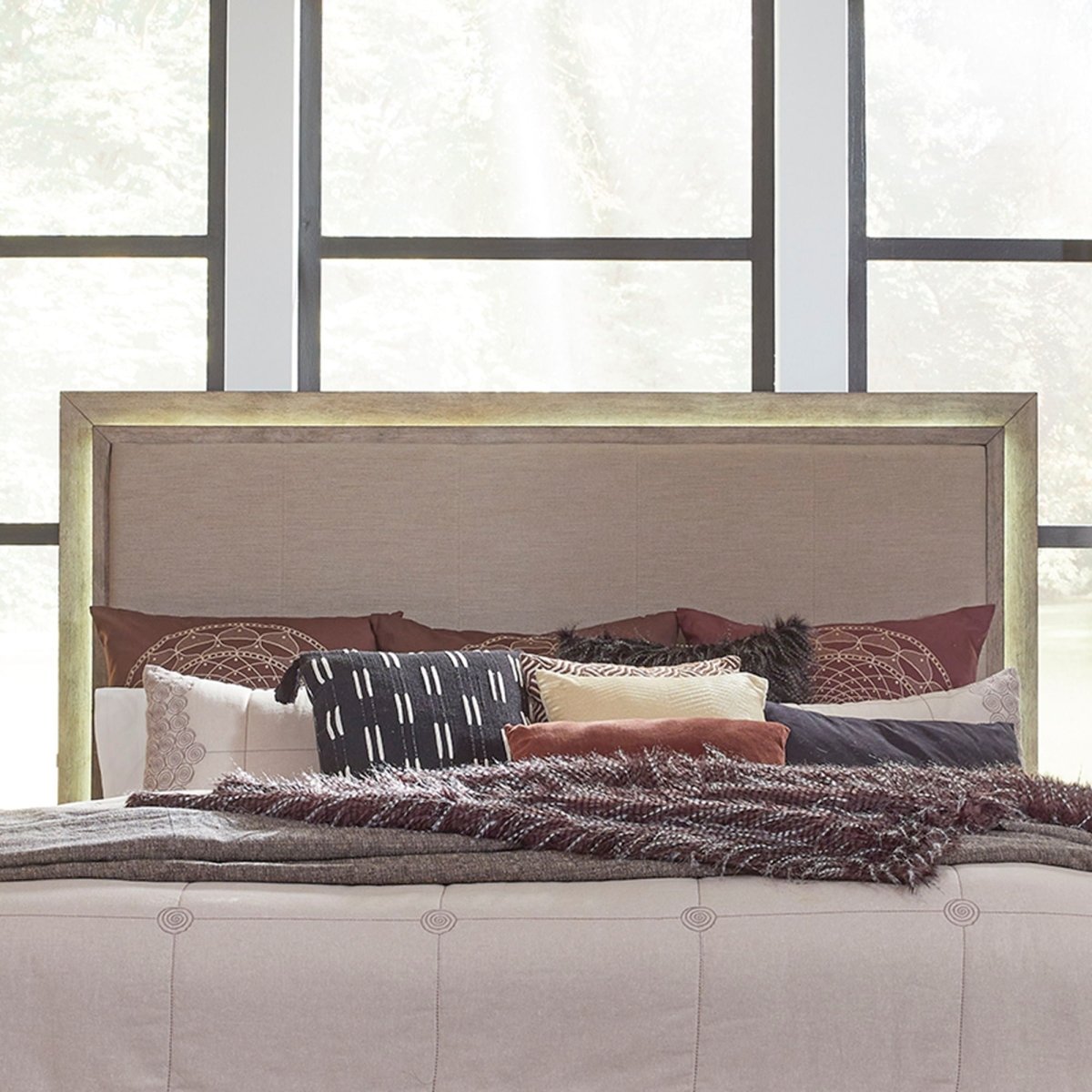 Canyon Road - Upholstered Panel Headboard With Lights Upholstered Headboards by Liberty Furniture - Walls Furniture & Mattress