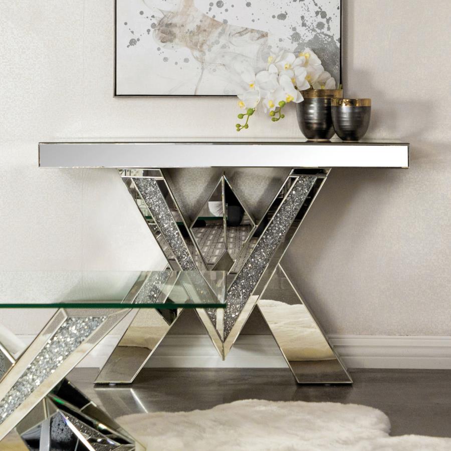 Taffeta - Glass Top Mirrored Acrylic Table End Tables by CoasterElevations - Walls Furniture & Mattress