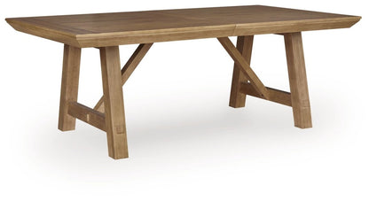 Ridgester - Rectangular Dining Room Extension Table - Light Brown Dining Tables with Extensions by Benchcraft® - Walls Furniture & Mattress