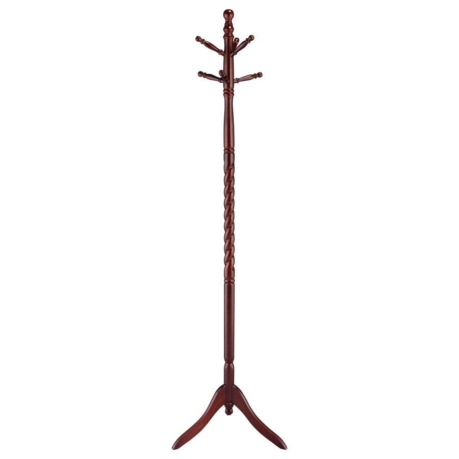 Riona - 6 Hook Freestanding Wood Coat Rack Hat Hanger - Merlot Freestanding Coat Racks by CoasterEveryday - Walls Furniture & Mattress