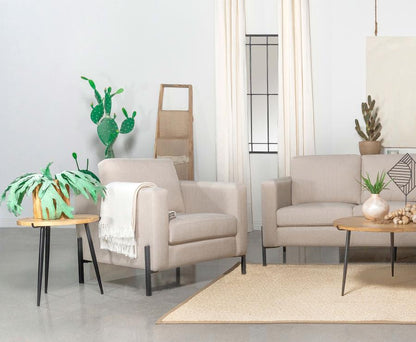 Tilly - Upholstered Track Arm Accent Chair - Oatmeal Arm Chairs by Coaster Fine Furniture - Walls Furniture & Mattress