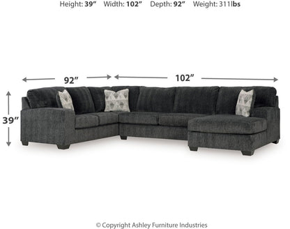 Hollyview - Shadow - 3 - Piece Sectional With Raf Corner Chaise Stationary Sectionals by Signature Design by Ashley® - Walls Furniture & Mattress