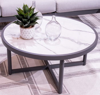 Ocean Beach - Gray - Round Cocktail Table Coffee Tables by Signature Design by Ashley® - Walls Furniture & Mattress
